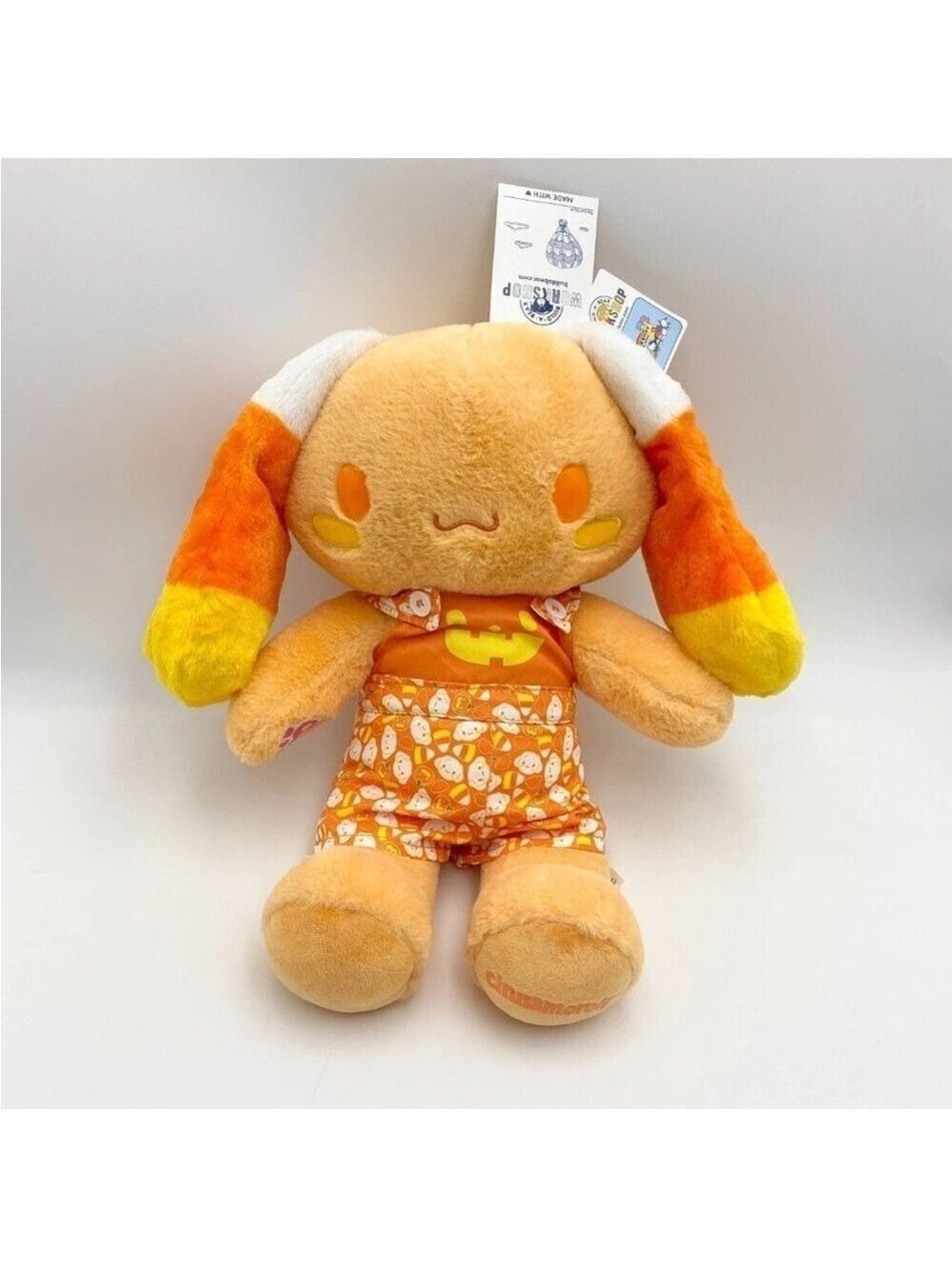 Build-A-Bear Sanrio Halloween Candy Corn Cinnamoroll w/ Overalls Stuffed NWT